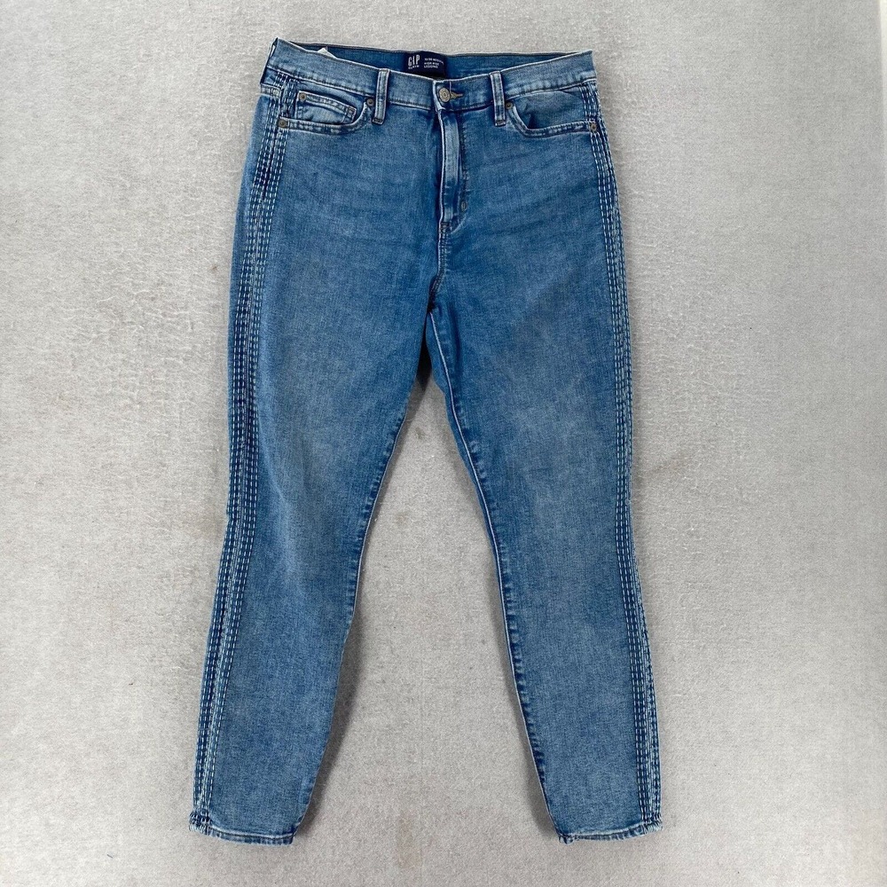 Gap Jeans Womens 10 High Rise Legging‎ Stretch Medium Wash Blue Denim 27" Inseam